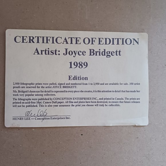 Joyce Bridgett Lithograph Mom and Baby Ducks Vintage 1989 - Picture 3 of 3